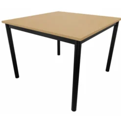 Table carrée Artense - 100 x 100 cm - piétement noir - plateau hêtre naturel - chant alaisé hêtre verni naturel