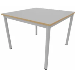 Table carrée Artense - 100 x 100 cm - piétement époxy - plateau stratifié - chant alaisé hêtre verni naturel