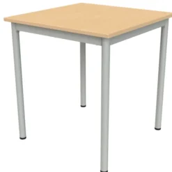 Table carrée Compo - 80 x 80 cm - piétement gris alu - plateau hêtre naturel