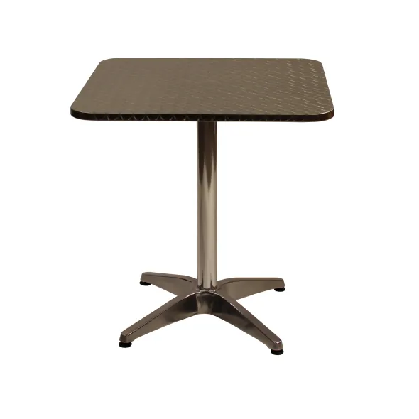 Table carrée Soléa - 70 x 70 cm - piétement central - plateau inox
