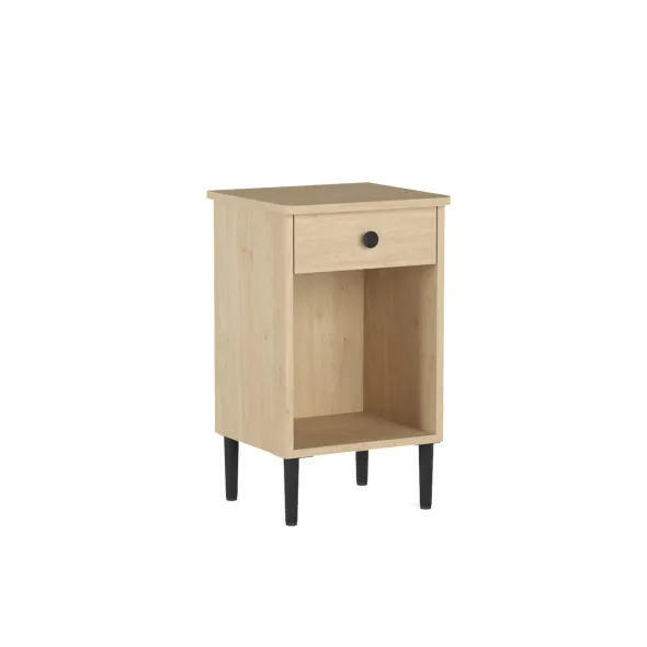 Table de chevet Valho - 43 x 71 x 40 cm - 1 tiroir et 1 niche - pieds hêtre massif