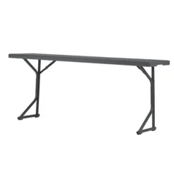 Table de conférence pliante Zang - piétement lateral - plateau résine synthèse - l. 180 x pr. 72 cm - gris foncé