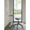 Table de consultation Float Mini - réglage en hauteur - plateau bambou - piétement blanc