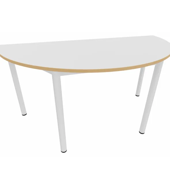 Table demi-lune Artense - l. 160 cm - piétement époxy - plateau stratifié - chant alaisé hêtre verni naturel