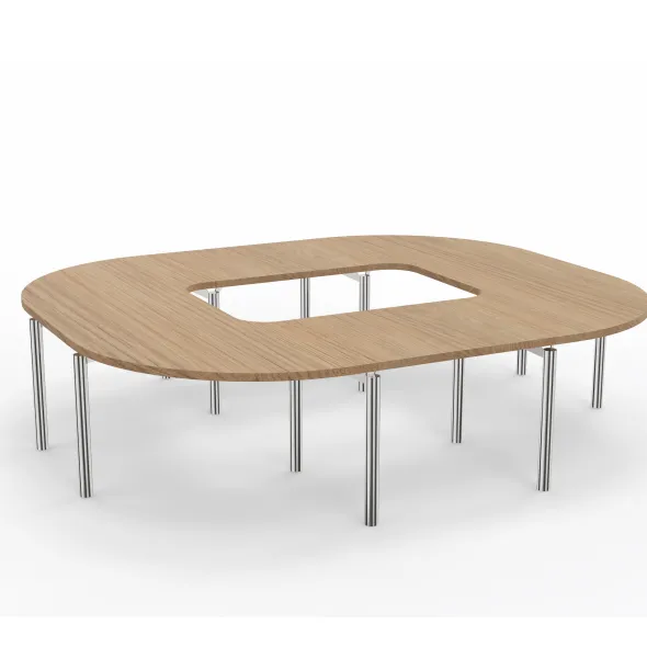 Table de réunion anneau 12 places Alliance - 294 x 250 cm - piétement chrome - plateau mélaminé