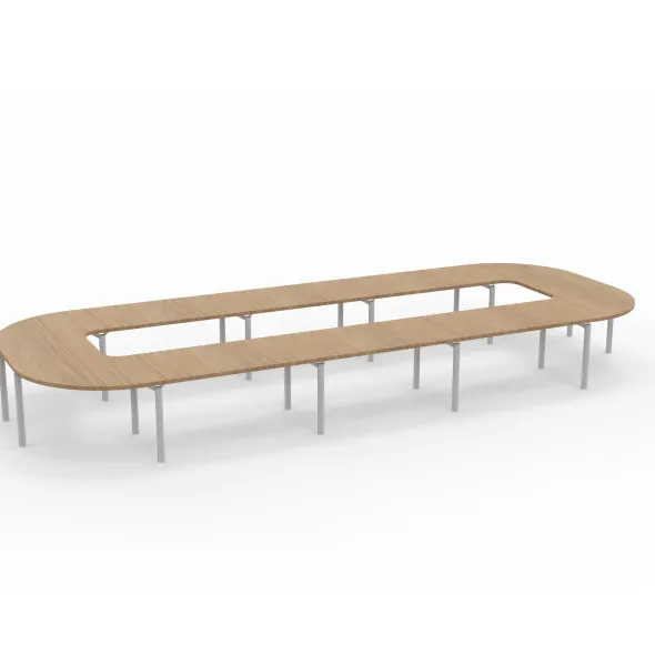 Table de réunion anneau 22 places Alliance - 644 x 250 cm - piétement époxy - plateau mélaminé