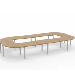 Table de réunion anneau 18 places Alliance - 504 x 250 cm - piétement époxy - plateau mélaminé