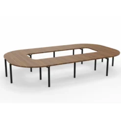 Table de réunion anneau 16 places Alliance - 434 x 250 cm - piétement époxy - plateau ébénisterie