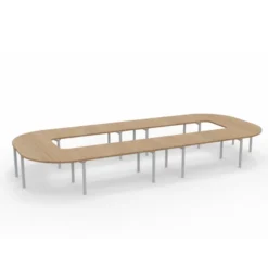 Table de réunion anneau 20 places Alliance - 574 x 250 cm - piétement époxy - plateau mélaminé