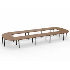 Table de réunion anneau 22 places Alliance - 644 x 250 cm - piétement époxy - plateau ébénisterie