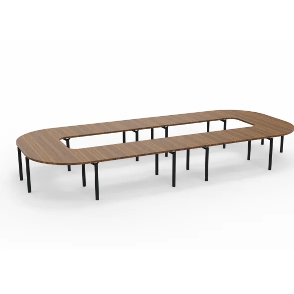 Table de réunion anneau 20 places Alliance - 574 x 250 cm - piétement époxy - plateau ébénisterie