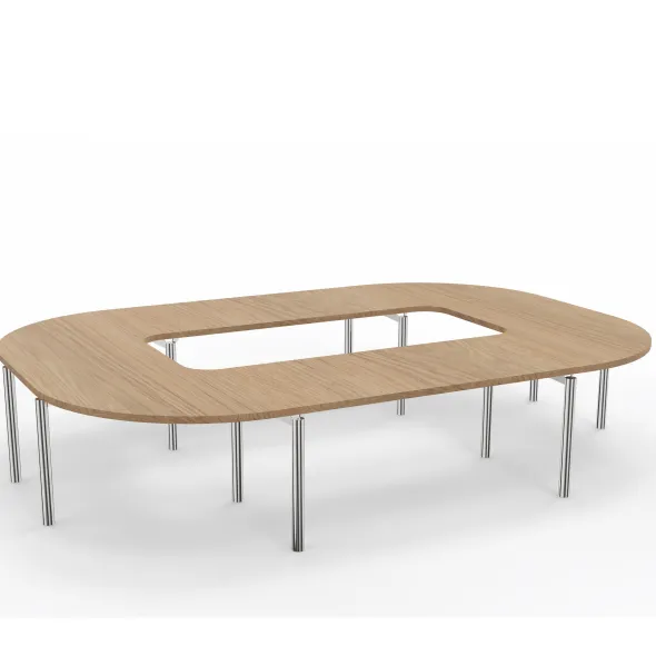 Table de réunion anneau 14 places Alliance - 364 x 250 cm - piétement chrome - plateau mélaminé