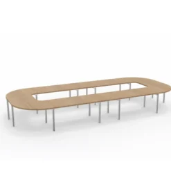 Table de réunion anneau 20 places Alliance - 574 x 250 cm - piétement chrome - plateau mélaminé
