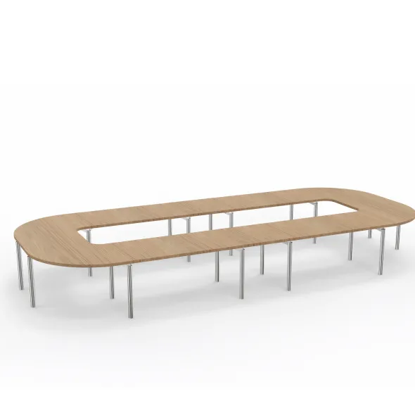 Table de réunion anneau 20 places Alliance - 574 x 250 cm - piétement chrome - plateau mélaminé