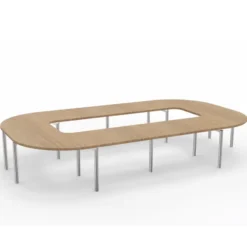 Table de réunion anneau 16 places Alliance - 434 x 250 cm - piétement chrome - plateau mélaminé