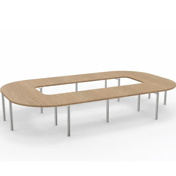 Table de réunion anneau 16 places Alliance - 434 x 250 cm - piétement chrome - plateau mélaminé