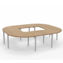 Table de réunion anneau 12 places Alliance - 294 x 250 cm - piétement époxy - plateau mélaminé