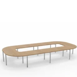 Table de réunion anneau 18 places Alliance - 504 x 250 cm - piétement chrome - plateau mélaminé