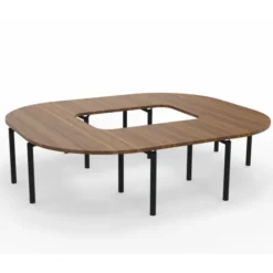 Table de réunion anneau 12 places Alliance - 294 x 250 cm - piétement époxy - plateau ébénisterie