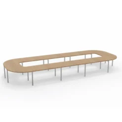 Table de réunion anneau 22 places Alliance - 644 x 250 cm - piétement chrome - plateau mélaminé