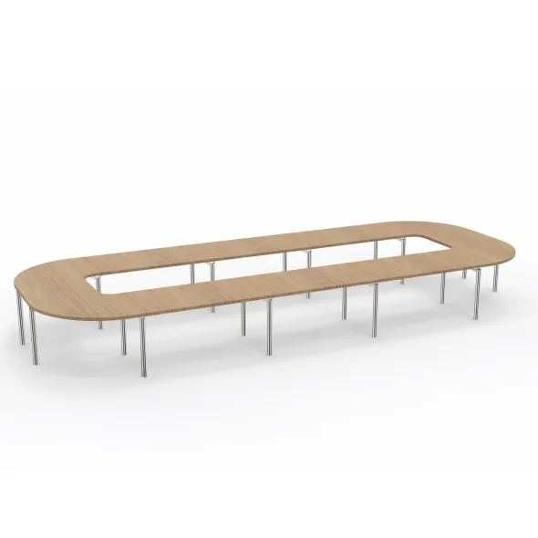 Table de réunion anneau 22 places Alliance - 644 x 250 cm - piétement chrome - plateau mélaminé