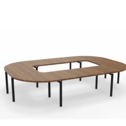 Table de réunion anneau 14 places Alliance - 364 x 250 cm - piétement époxy - plateau ébénisterie