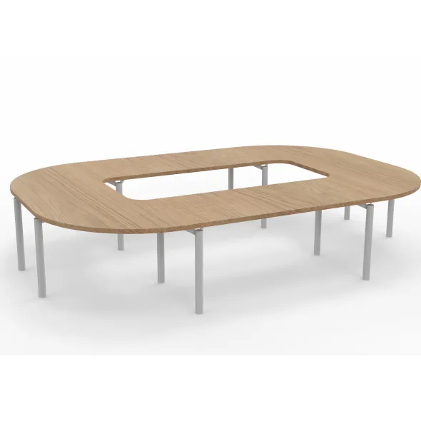 Table de réunion anneau 14 places Alliance - 364 x 250 cm - piétement époxy - plateau mélaminé