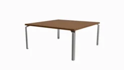 Table de réunion carrée placage bois 8 places Epure Manager - l. 160 x pr. 160 cm - 4 pieds aluminium poli