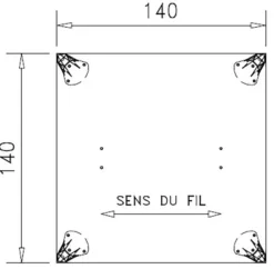 Table de réunion carrée 6/8 places Epure - l. 140 x pr. 140 cm - 4 pieds