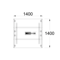 Table de réunion carrée 6/8 places FrameOne II - l. 140 x pr. 140 cm - piét. arche - boit. 2 prises courant + 1 RJ45
