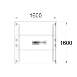 Table de réunion carrée 8 places FrameOne II - l. 160 x pr. 160 cm - piét. arche - boit. 2 prises courant + 1 RJ 45