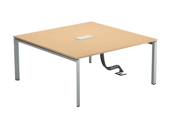 Table de réunion carrée 8 places FrameOne II - l. 160 x pr. 160 cm - piét. arche - boit. 2 prises courant + 1 RJ 45