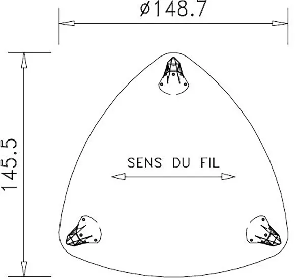 Table de réunion diamant 6 places Epure - l. 148,7 x pr. 145,5 cm - 3 pieds