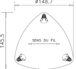 Table de réunion diamant 6 places Epure - l. 148,7 x pr. 145,5 cm - 3 pieds mobiles réglables en hauteur