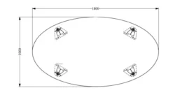 Table de réunion elliptique 6 places Evidence - 4 pieds - l. 180 x pr. 100 cm
