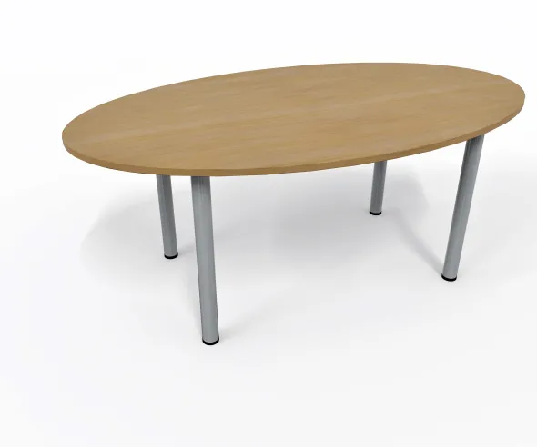 Table de réunion élliptique 6 places Corial - 4 pieds - l. 180 x pr. 100 cm