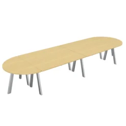Table de réunion oblongue 12 places Fusion - 460 x 140 cm - 14 pieds