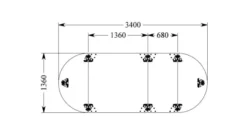 Table de réunion oblongue 10 places Evidence - 8 pieds - l. 340 x pr. 136 cm