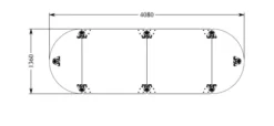 Table de réunion oblongue 12 places Evidence - 8 pieds - l. 408 x pr. 136 cm