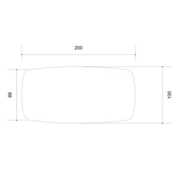 Table de réunion ovale 8 places Arial - l. 200 x pr. 100 cm - 4 pieds