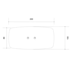Table de réunion ovale 8 places Arial - l. 200 x pr. 100 cm - 2 obturateurs - 4 pieds