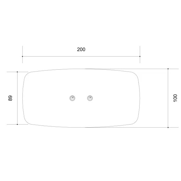 Table de réunion ovale 8 places Arial - l. 200 x pr. 100 cm - 2 obturateurs - 4 pieds