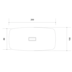 Table de réunion ovale 8 places Arial - l. 200 x pr. 100 cm - 1 trappe - 4 pieds