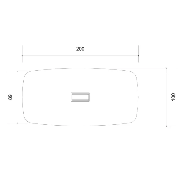Table de réunion ovale 8 places Arial - l. 200 x pr. 100 cm - 1 trappe - 4 pieds