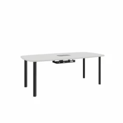 Table de réunion ovale 8 places Arial - l. 200 x pr. 100 cm - 1 trappe - 4 pieds