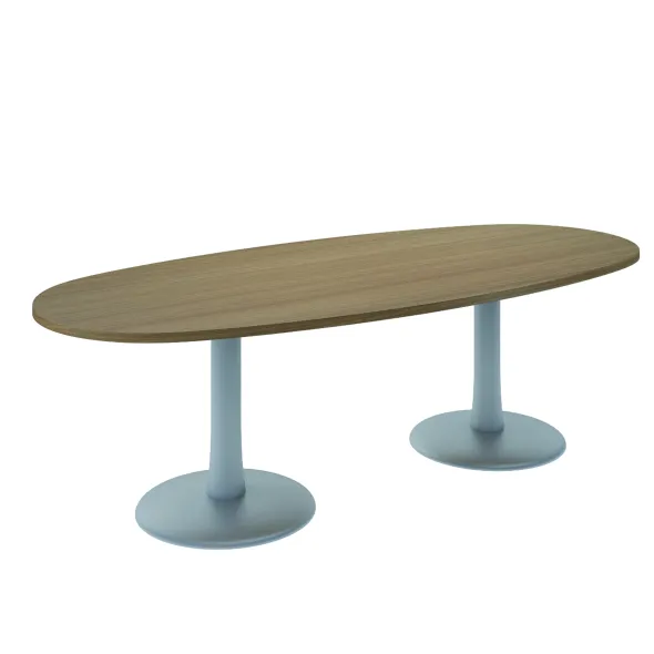 Table de réunion ovale 6/8 places Léandre Manager - 2 piétements centraux - plateau mélaminé