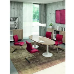 Table de réunion ovale 6/8 places Léandre Manager - 2 piétements centraux - plateau mélaminé