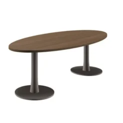 Table de réunion ovale 6 places Léandre Manager - 2 piétements centraux - plateau mélaminé