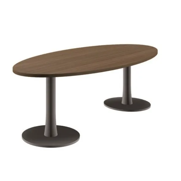 Table de réunion ovale 6 places Léandre Manager - 2 piétements centraux - plateau mélaminé