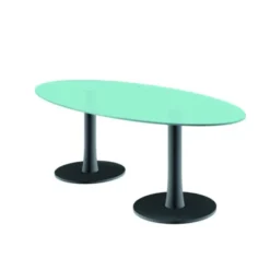 Table de réunion ovale 6/8 places Léandre Manager - 2 piétements centraux - plateau verre